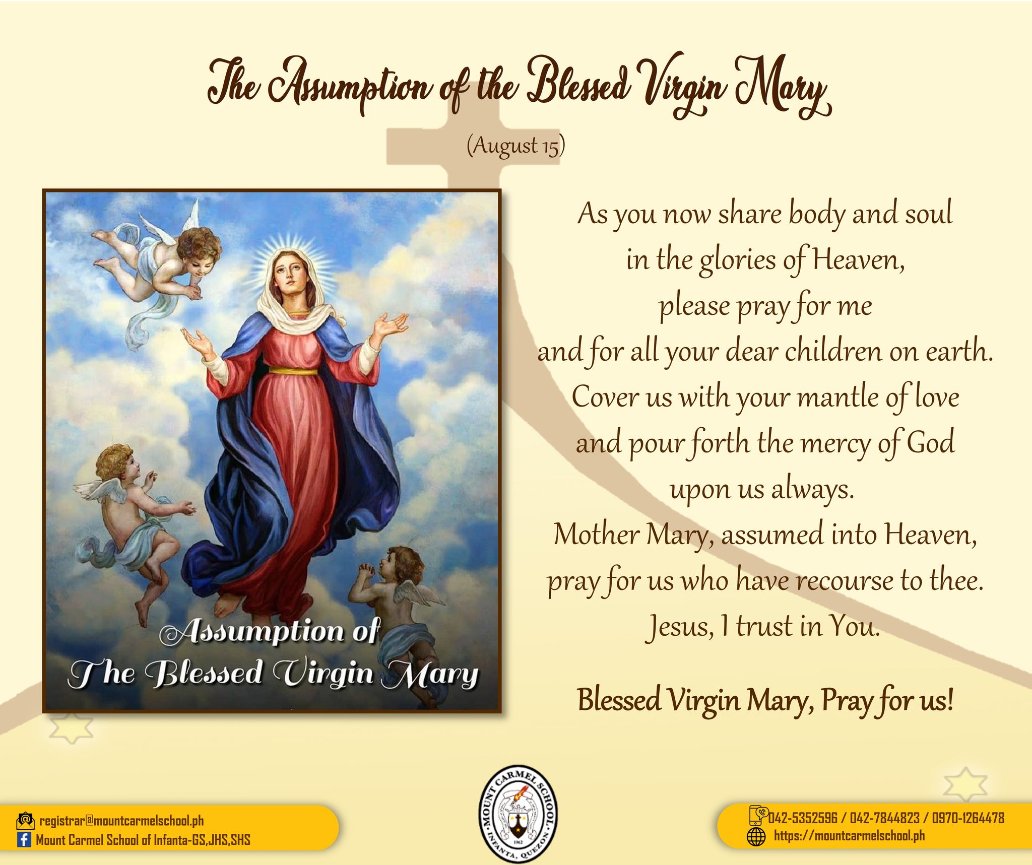 AUGUST 15 THE ASSUMPTION OF THE BLESSED VIRGIN MARY